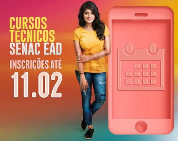 Inscrições para cursos técnicos à distância do Senac se encerram nesta segunda.(Imagem:Divulgação)