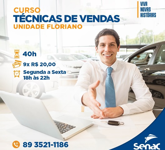 Curso sobre Técnicas de Vendas do Senac Floriano terá início nesta segunda (18)
