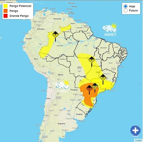  Inmet emitiu alerta laranja para trechos da regi&atilde;o Sul neste come&ccedil;o de primavera.(Imagem:Inmet )