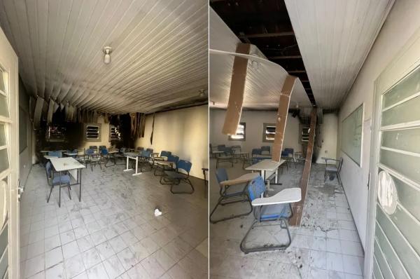 Inc&ecirc;ndio atinge salas de aula do campus da Uespi em Uru&ccedil;u&iacute;, no Piau&iacute;.(Imagem:Pol&iacute;cia Militar)