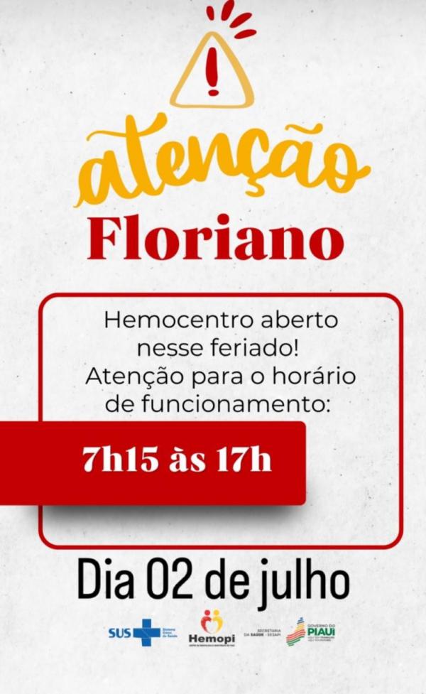  Hemocentro de Floriano funcionar&aacute; normalmente no feriado de 02 de julho.(Imagem:Divulga&ccedil;&atilde;o)