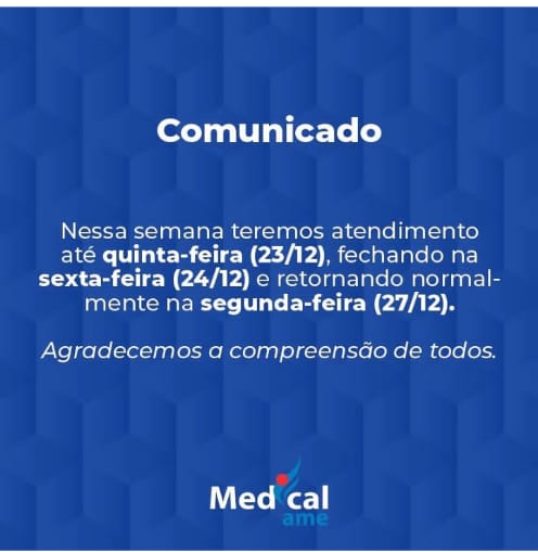 Clínica Medical Ame informa sobre recesso de Natal