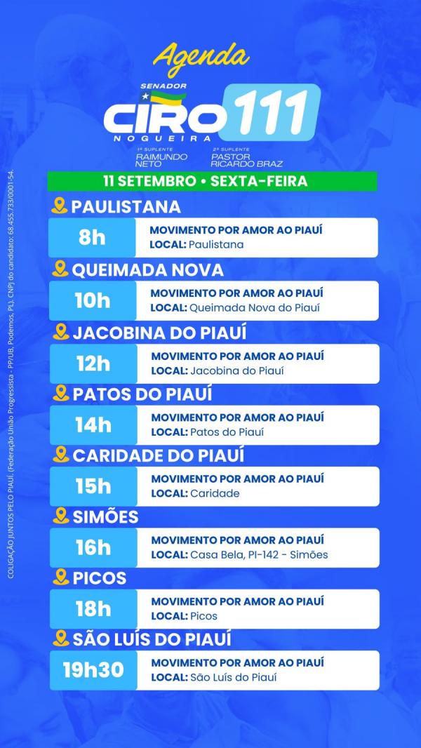AGENDA - CIRO NOGUEIRA - 11/09(Imagem:Ascom)