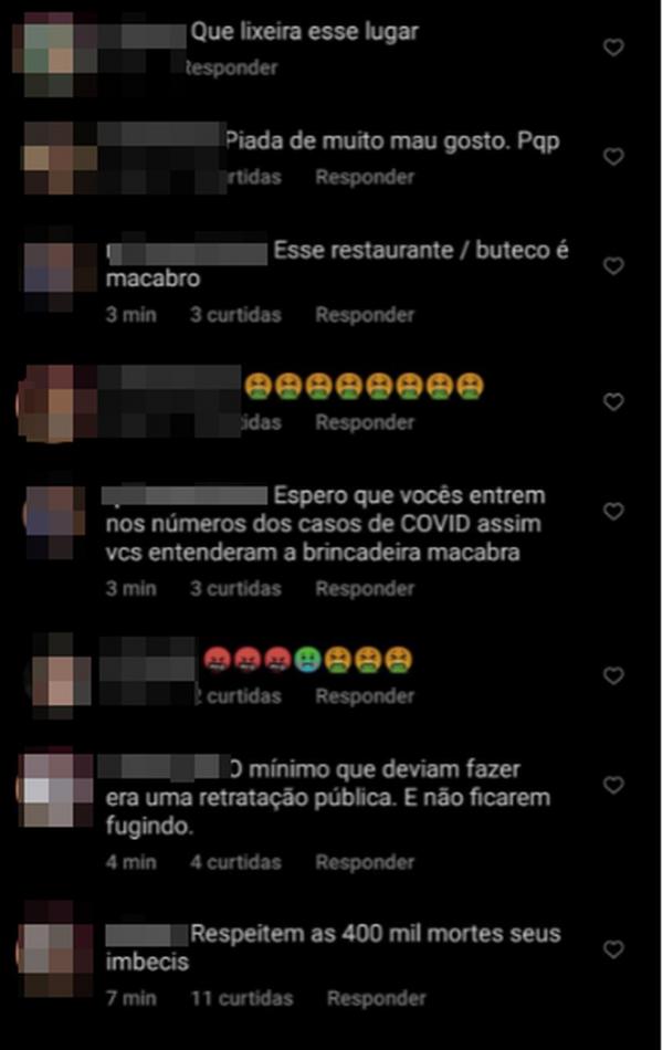 Internautas criticaram a frase utilizada pelo estabelecimento e manifestaram revolta.(Imagem:Reprodu&ccedil;&atilde;o/Instagram)