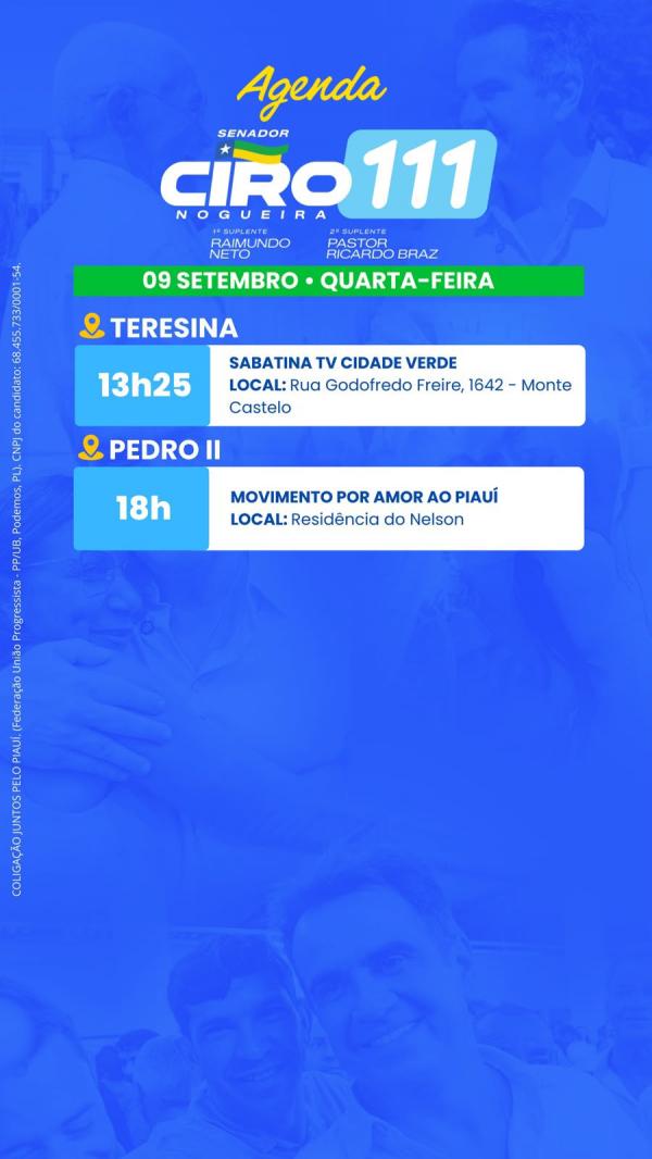 AGENDA - CIRO NOGUEIRA - 09/09(Imagem:Ascom)