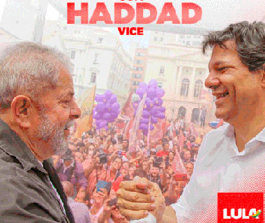 PT anuncia Haddad como vice na chapa de Lula e acordo com o PCdoB
