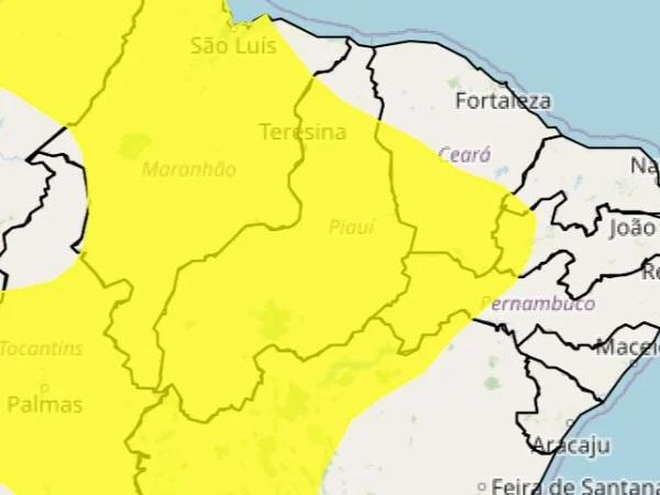 Piauí tem alerta para chuvas intensas em 207 municípios