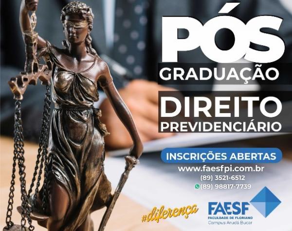 FAESF oferece curso de Pós-Graduação em Direito Previdenciário.(Imagem:FAESF)