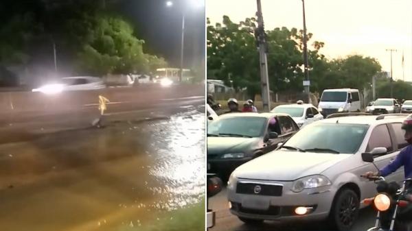 Cratera surge na BR-316 e causa acidentes e congestionamento em Teresina(Imagem:Reprodução)