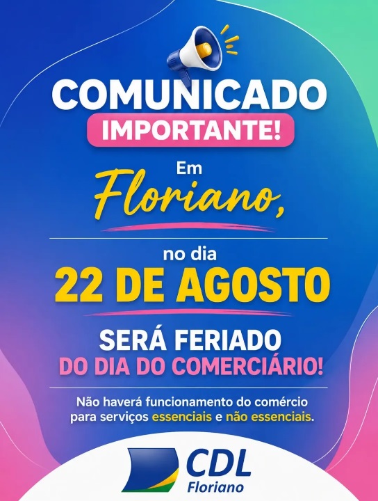 Dia do Comerciário será celebrado com feriado em Floriano no dia 22 de agosto
