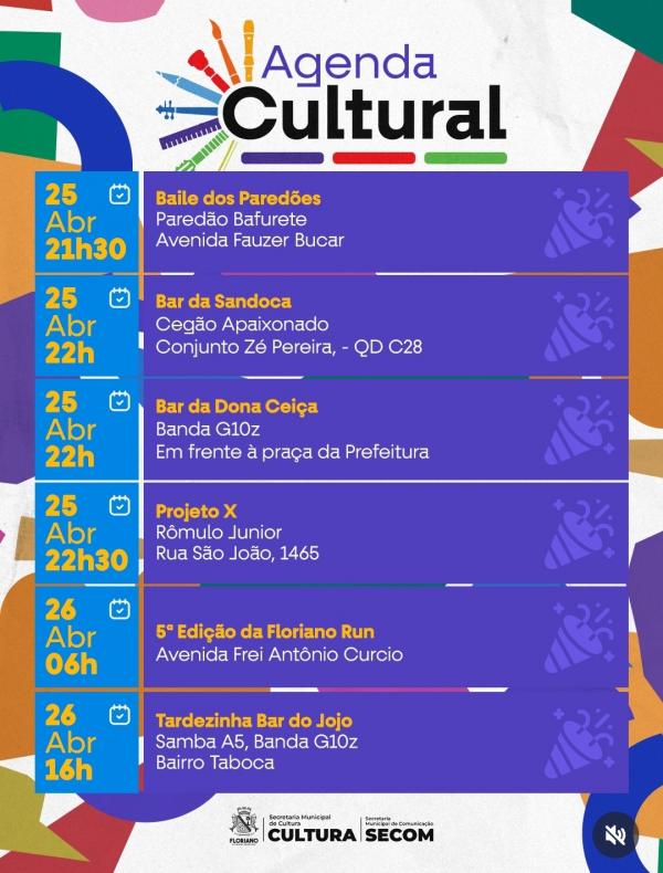 Agenda cultural movimenta Floriano com programação diversificada neste fim de semana(Imagem:Reprodução/Instagram)