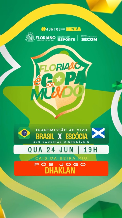 Prefeitura de Floriano promove transmissão pública de Brasil x Escócia no Cais da Beira Rio