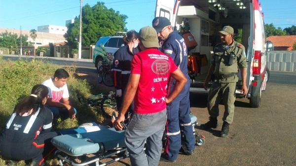Ciclista fica ferido em acidente de trânsito em Floriano.(Imagem:Reprodução)