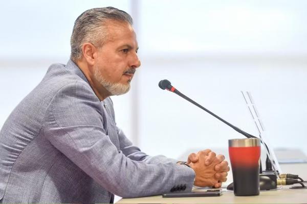 Jos&eacute; Boto em sua primeira entrevista coletiva no Flamengo.(Imagem:Marcelo Cortes / CRF)