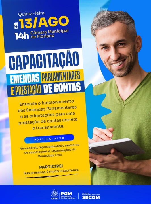 Câmara de Floriano promove capacitação sobre emendas parlamentares e prestação de contas