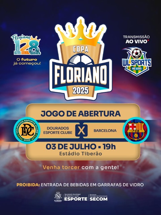 Copa Floriano 2025 estreia no Estádio Tiberão com grande clássico: Dourados EC x Barcelona