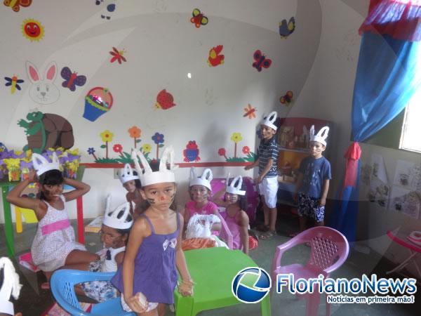 Confraterniza&ccedil;&atilde;o de P&aacute;scoa encantou as crian&ccedil;as da Creche Eduardo Neiva.(Imagem:FlorianoNews)
