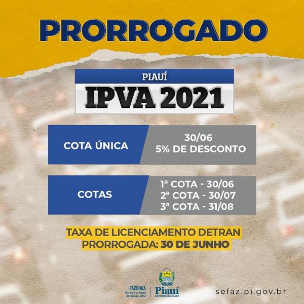 Pagamento do IPVA prorrogado no Piau&iacute;.(Imagem:Divulga&ccedil;&atilde;o)