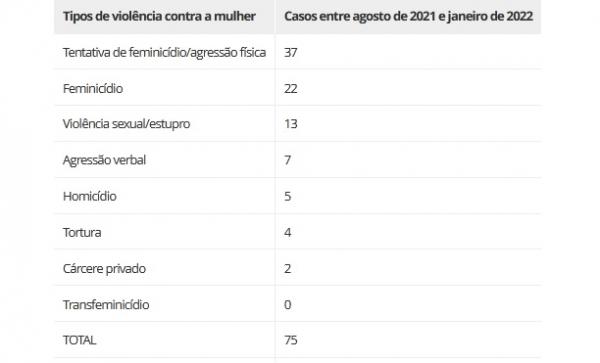 Casos de viol&ecirc;ncia contra a mulher no Piau&iacute;.(Imagem:Rede de Observat&oacute;rios da Seguran&ccedil;a)